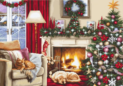 Christmas Interior Luca-s borduurpakket kerst in huis om te borduren b591