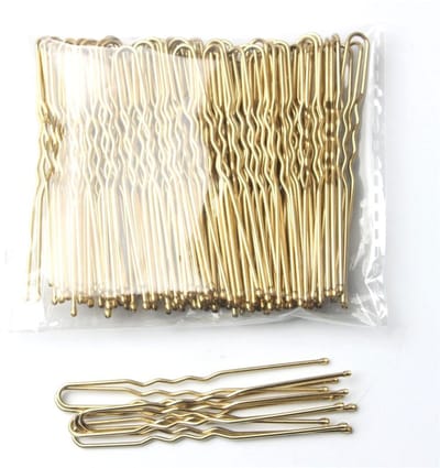 Haaraccessoires set - Haarklemmen - Haarelastiekjes / Scrunchie -U-haarklemmen 50 stuks – 6cm goud -Geschikt voor kort en fijn haar.