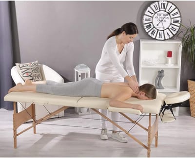Mobiele massagetafel Beige 2 Zones - Behandelingsligstoel voor Therapie en Tattoo