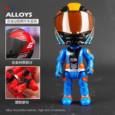 1:12 Q Versie Legering Motorrijder Simulatie Vervormbare Pop Helm Figuur Figuur Model white