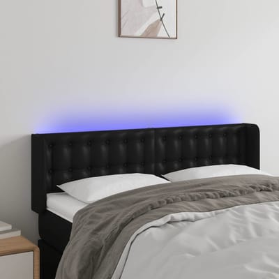 vidaXL - Hoofdbord - LED - 147x16x78/88 - cm - kunstleer - zwart