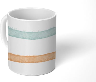 Mok - Koffiemok - Lijn - Pastel - Regenboog - Patronen - Mokken - 350 ML - Beker - Koffiemokken - Theemok