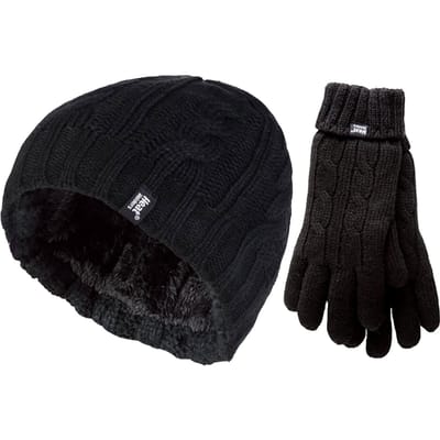 Heat Holders - Damesmuts en handschoenenset voor de winter - Zwart