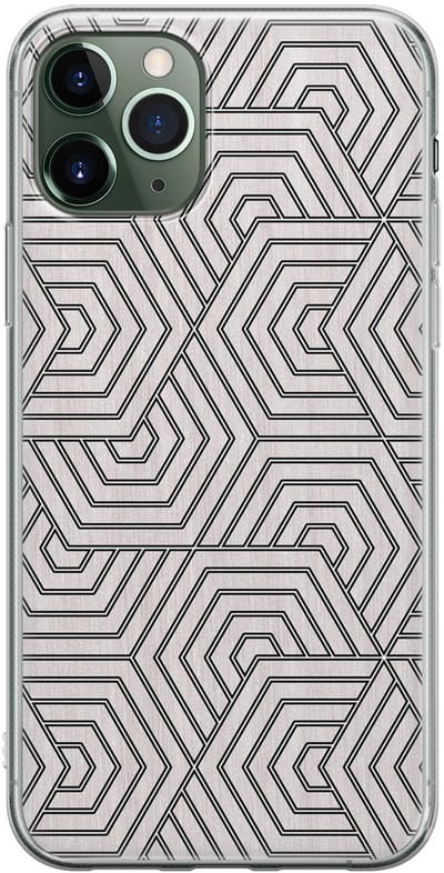 Leuke Telefoonhoesjes - Geschikt voor iPhone 11 Pro Max - Geometrisch - Soft case - TPU - Grijs