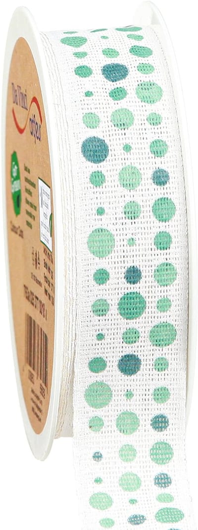Lint Turquoise Stippen Maritiem Katoenlint 25mm 18m