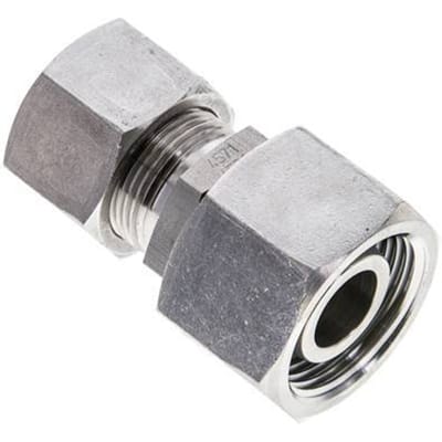 16S & 20S RVS Rechte Snijringkoppeling Draaidoorvoer 400bar FKM O-ring en Afdichtconus ISO 8434-1