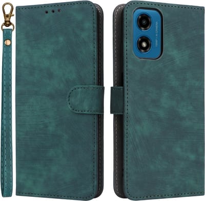 Coverup Hoesje - Geschikt voor Motorola Moto G04(s) / G24 (Power) / E14 Hoesje - Coverup Book Case met Koord - Groen