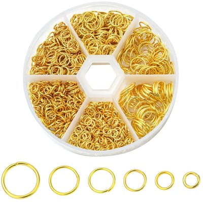 1400 stuks Sieraden Maken Ringen Gouden Jump Ringen Sieraden Reparatie Ringen Metalen Open Ringen Sieraden DIY Bevindingen voor Ketting Oorbellen Armbanden 4mm 5mm 6mm 7mm 8mm 10mm