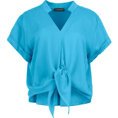 Cerulean Charm viscose blouse met striksluiting