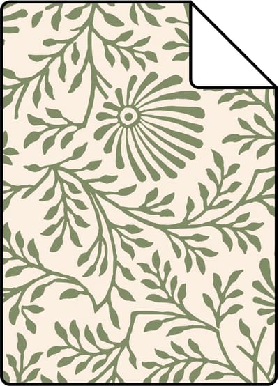 Proefstaal ESTAhome behang vintage bloemen groen - 26.5 x 21 cm - 131512-S