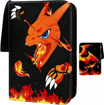 Buxibo Verzamelmap Geschikt voor Speelkaarten - Verzamelalbum met Rits - 4 Pocket Map Binder Houder - Opbergmap voor 400 Kaarten - Fire