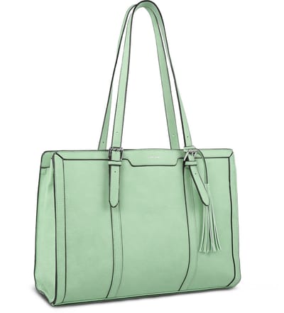 TAN.TOMI Dames Handtassen - Dames Tas Shopper met rits - Werktas - 15.6 inch Laptoptas - Schoudertas - Schooltas - Geschikt voor A4 - Lichtgroen