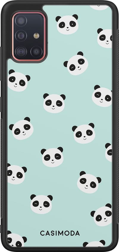 Casimoda® hoesje - Geschikt voor Samsung Galaxy A51 - Panda Print - Zwart TPU Backcover - Panda - Mint