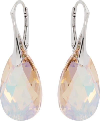DBD - Zilveren Oorbellen - Swarovski Kristal Elements - Druppel - Gouden Schaduw - 22MM - Anti Allergisch