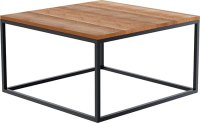 CLP Manteo Bijzettafel - metaal met hout - woonkamer - Salontafel van eikenhout - Sofa-tafel met metalen frame - Vierkant nachtkastje 80x80x45 cm