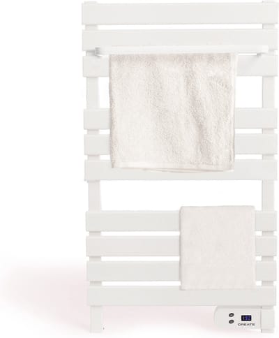 CREATE - Elektrische handdoekhouder 500W - Wit - Zonder benen - Met legbord 3 spijlen - WARM TOWEL