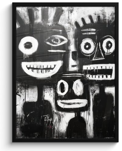Poster in lijst - Fotolijst 60x80 cm - Posters - Schilderij - Figuren - Zwart - Abstract - Posterlijst zwart - Decoratie - Wanddecoratie woonkamer - Muurdecoratie slaapkamer