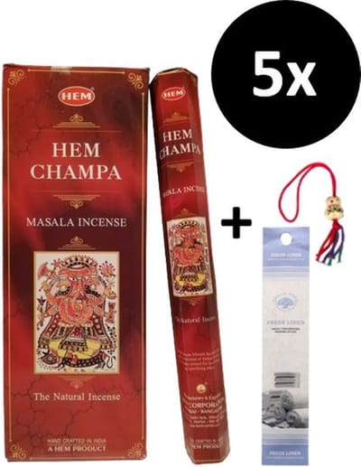 Wierook - Wierookstokjes - 5 Kokers - 100 Stokjes + 5 Mini Stokjes En 1 Gelukspoppetje - Geur Nag Champa