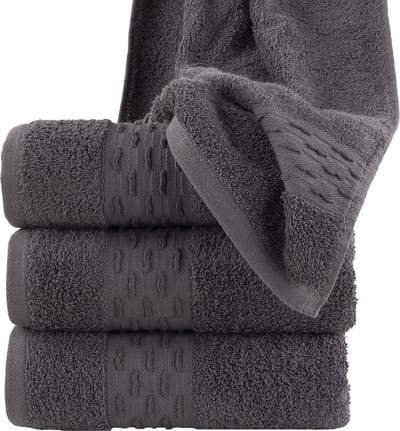 Homéé® Handdoeken golf jacquard 550g. m² 50x100cm 100% katoen badstof set van 4 stuks antraciet