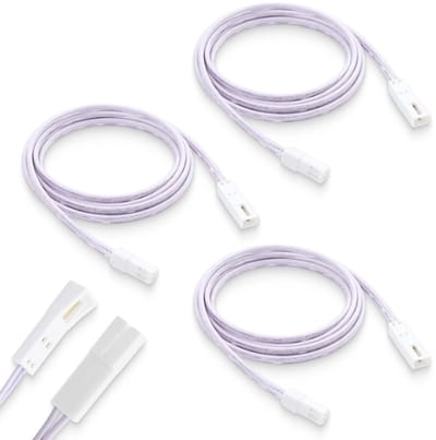 Set van 3 LED Verlengkabels van 2 m met Mini Plug voor Kastverlichting, Opbouwverlichting en Keukenverlichting, 12-24 V, Eenvoudige Installatie, Duurzaam en Wit