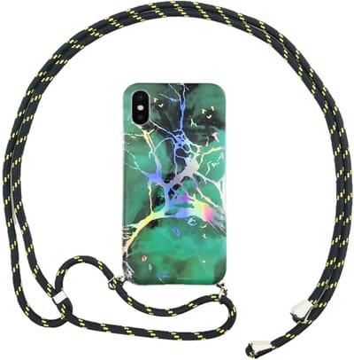 FONU Marmer Backcover Hoesje Met Koord Geschikt Voor iPhone XS Max - Groen