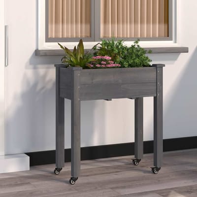 vidaXL - Plantenbak - op - wieltjes - 71x37x80 - cm - massief - vurenhout