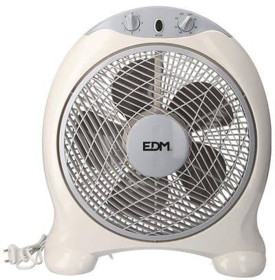 EDM Vloerventilator met Timer - Ø30,5cm - Tafelventilator - 3 Snelheden - Compact & Krachtig - 45W - 38,5 x 13 x 46 cm - Wit/Grijs
