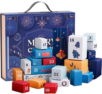 Kerst lege adventskalender - 24 dagen kerst aftelkalenderdozen - kerst kartonnen afteldozen - kerst aftelkalender