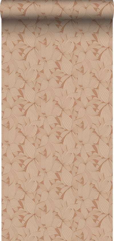 ESTAhome behang getekende bladeren terracotta - 50 x 900 cm - 139499