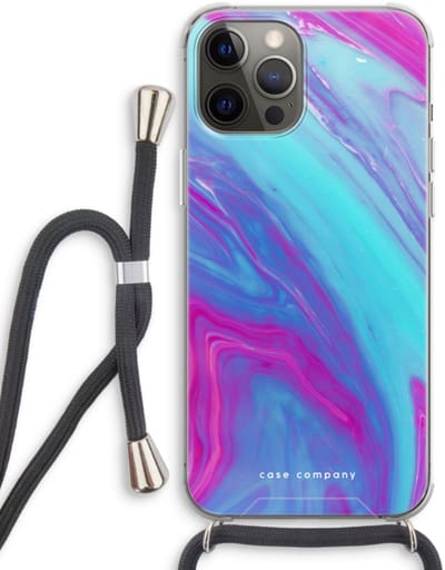 Case Company® - Hoesje met koord geschikt voor iPhone 12 Pro hoesje met Koord - Zweverige regenboog - Telefoonhoesje met Zwart Koord - Bescherming aan alle Kanten en Over de Schermrand