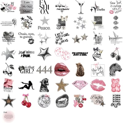 50 PIÈCES Autocollants Esthétiques Créatifs Graffiti Argentés Porte-bonheur pour DIY Manuel Scrapbook Carnet Tablette gray
