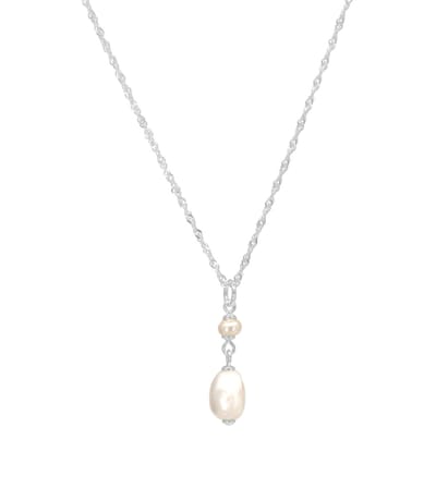 ARLIZI 2422 Ketting witte zoetwaterparels hanger - sterling zilver - 46 cm