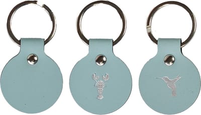 Ronde Sleutelhanger ROUND 2 (set à 3 stuks) - Oceaan Groen - Gerecycled leerafval - duurzaam