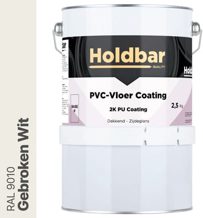Holdbar PVC-Vloer Coating Gebroken Wit (RAL 9010) 2,5 Kg - Vloerverf - Alle kleuren - Hecht direct op PVC - Slijtvast - UV-bestendig - Gemakkelijk te reinigen - Beschermt PVC-Vloer - 2 Componenten Verf