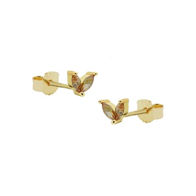 Karma Oorknoppen symbol double leaves goud Bruin