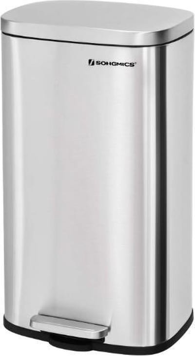 MIRA Home Prullenbak – Vuilnisbak – Modern – Roestvrij Staal – Silver - 35x30x63,5