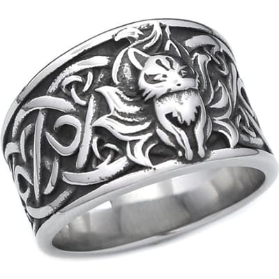 Punk Hip Hop Dier Negenstaartige Vos Ringen Mannen Vrouwen Vintage Roestvrij Staal Viking Keltische Knoop Ringen Mode Sieraden 13 gray