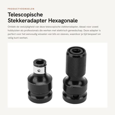 Dailygoods - Telescopische Stekkeradapter - Hexagonale Aandrijving - Duurzaam en Betrouwbaar - 2 x 1/2 naar 1/4 Inch - Voor Elektrisch Gereedschap - U...