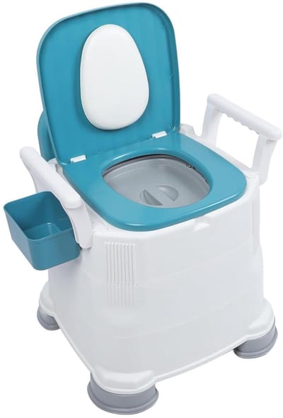 Draagbare Toiletstoel - Nachtkastje Stoel - Veilig Zitten - Verstelbare Hoogte - 46 x 42 x 52 cm - Grijs