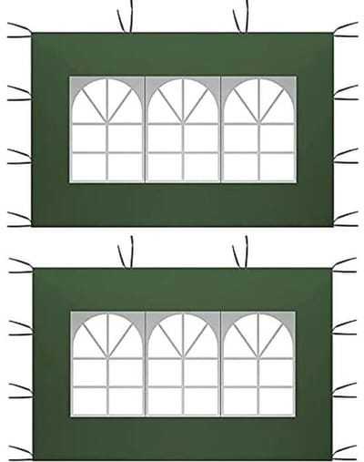 Zijpanelen voor paviljoen met PVC-venster - 2 stuks - Waterdicht en UV-bescherming - Ideaal voor tuin en outdoor evenementen