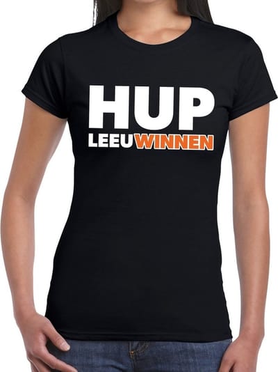 Nederland supporter t-shirt Hup LeeuWinnen zwart dames - landen kleding XS