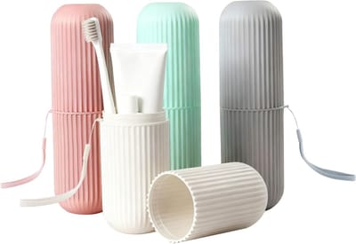 Set van 4 Reis Tandenborstelhouders, Draagbare Tandenborstel Cases voor Camping, Vakantie en Thuis, Stevig en Duurzaam, Handige Grip, Veilig en Geurloos