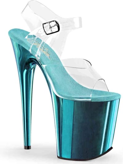 Pleaser - FLAMINGO-808 Sandaal met enkelband, Paaldans schoenen - Paaldans schoenen - 36 Shoes - Blauw/Transparant