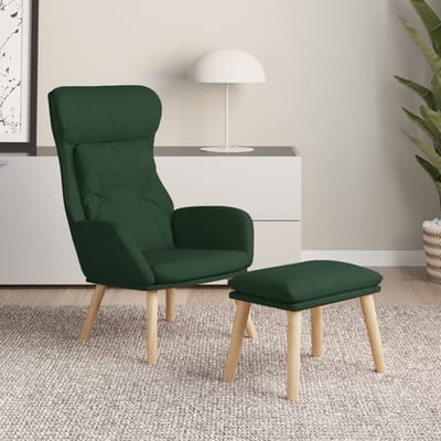 vidaXL - Relaxstoel - met - voetenbank - stof - donkergroen