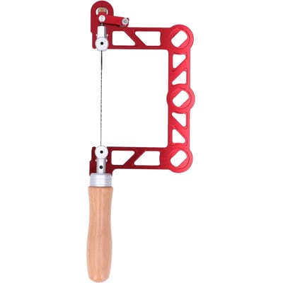 Mini scie à main pour le travail du bois, manche en bois en forme de U, scie à chantourner pour le travail du métal, 7,6 cm red