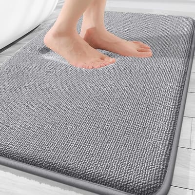 Zachte en Absorberende Badmat van Memory Foam, Antislip, Machinewasbaar, 40 x 60 cm (Grijs) voor Comfort en Veiligheid in de Badkamer
