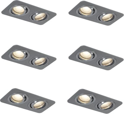 QAZQA alberto - Moderne Inbouwspot voor badkamer - 6 stuks - L 17.5 cm - Gunmetal -