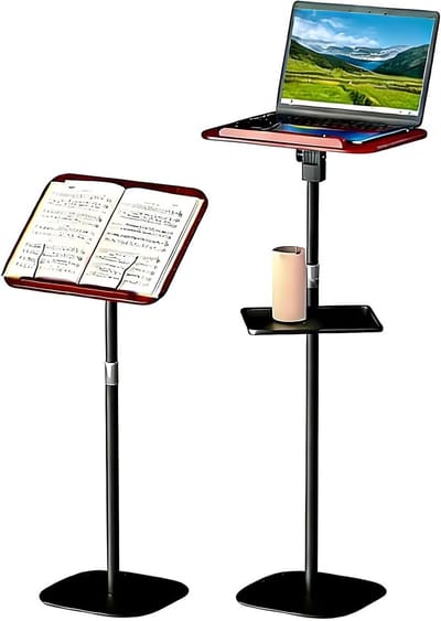 Verstelbare Boekstandaard 69.5 cm - 103.5 cm, Draagbare Laptopstandaard met Verwijderbaar Plankje, Ideaal voor Muziek en Studie
