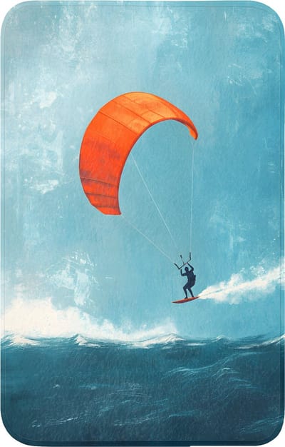 WC mat 50x80 cm - Antislip - Kitesurfer - Oranje - Zee - Lucht - Toiletmat - Vloermat - Douchemat - Toilet tapijt - Toiletmatten