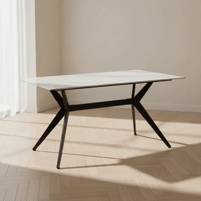 Dimehouse Eettafel Grace Sintered Stone Marmerlook Wit 150 x 80 x 76 cm - Marmer - Modern - Rechthoek